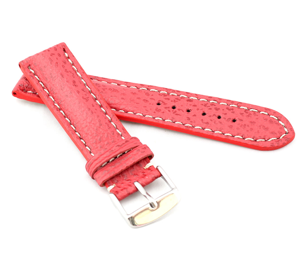 Chrono : Shark Leather Padded Watch Strap RED