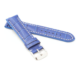 Chrono : Alligator-Embossed Padded Leather Watch Strap ROYAL BLUE