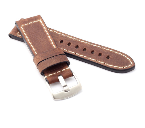 Marino: VINTAGE CALF Saddle Leather Watch Strap BROWN 24, 26mm