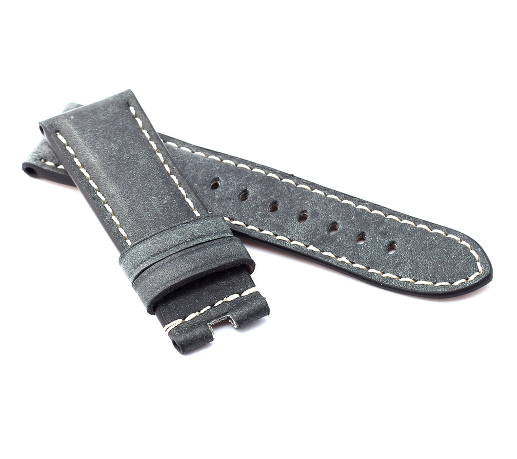 Marino Deployment: VINTAGE CALF Saddle Leather Watch Strap Grey 24mm