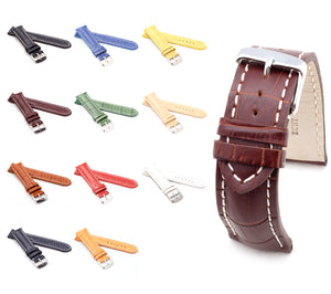 Chrono : Alligator-Embossed Padded Leather Watch Strap ORANGE