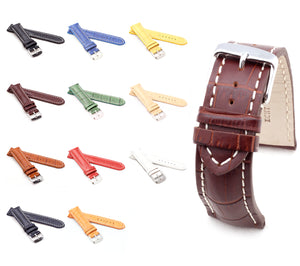 Chrono : Alligator-Embossed Padded Leather Watch Strap BEIGE