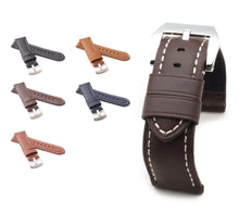 Load image into Gallery viewer, Classic : Padded Calf Leather Watch Strap DARK BROWN 24 mm