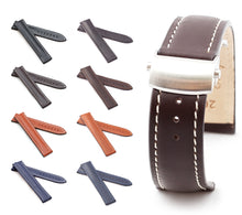 Load image into Gallery viewer, Marino Deployment : Saddle Leather Watch Strap BLUE 22mm