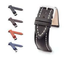 Load image into Gallery viewer, Marino : Premium Saddle Leather Watch Strap BLACK 20 mm