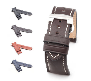 Marino Deployment : Calf Saddle Leather Watch Strap Blue 24mm