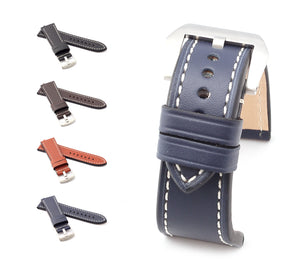Marino : Premium Calf Saddle Leather Watch Strap BLUE 24mm, 26mm