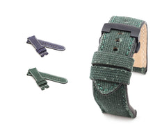 Load image into Gallery viewer, Marino Deployment: Canvas &amp; Leather Watch Strap GREEN 24mm
