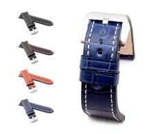 Load image into Gallery viewer, Marino : Alligator-Embossed Saddle Leather Watch Strap BLUE 24mm, 26mm