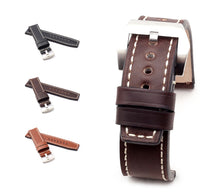 Load image into Gallery viewer, Marino Parallel : SHELL CORDOVAN Leather Watch Strap BLACK 22, 24 &amp; 26mm