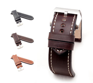 Marino Parallel : SHELL CORDOVAN Leather Watch Strap BROWN 22, 24 & 26mm