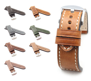 Marino: VINTAGE CALF Saddle Leather Watch Strap SAND 24mm