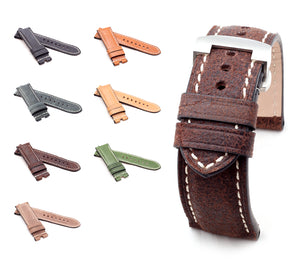 Marino Deployment: VINTAGE CALF Saddle Leather Watch Strap GREEN 24mm