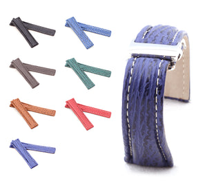 Chrono Deployment : Shark Leather Padded Watch Strap BLUE